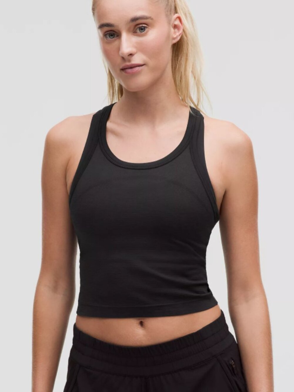 lululemon Ebb to Street Cropped Racerback Tank Top Black Size 6